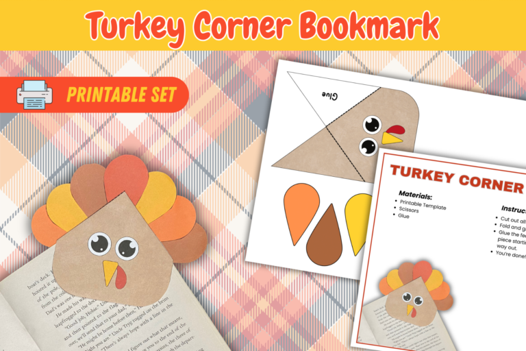 Turkey Corner Bookmark Craft & Free Printable Template